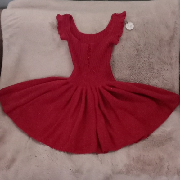 Hand Crocheted Little Mexico Dress w Ribbon Lace Up Bodice Full Flare Sk… - Picture 2 of 7